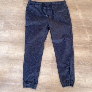 Industrie navy blue palm print joggers